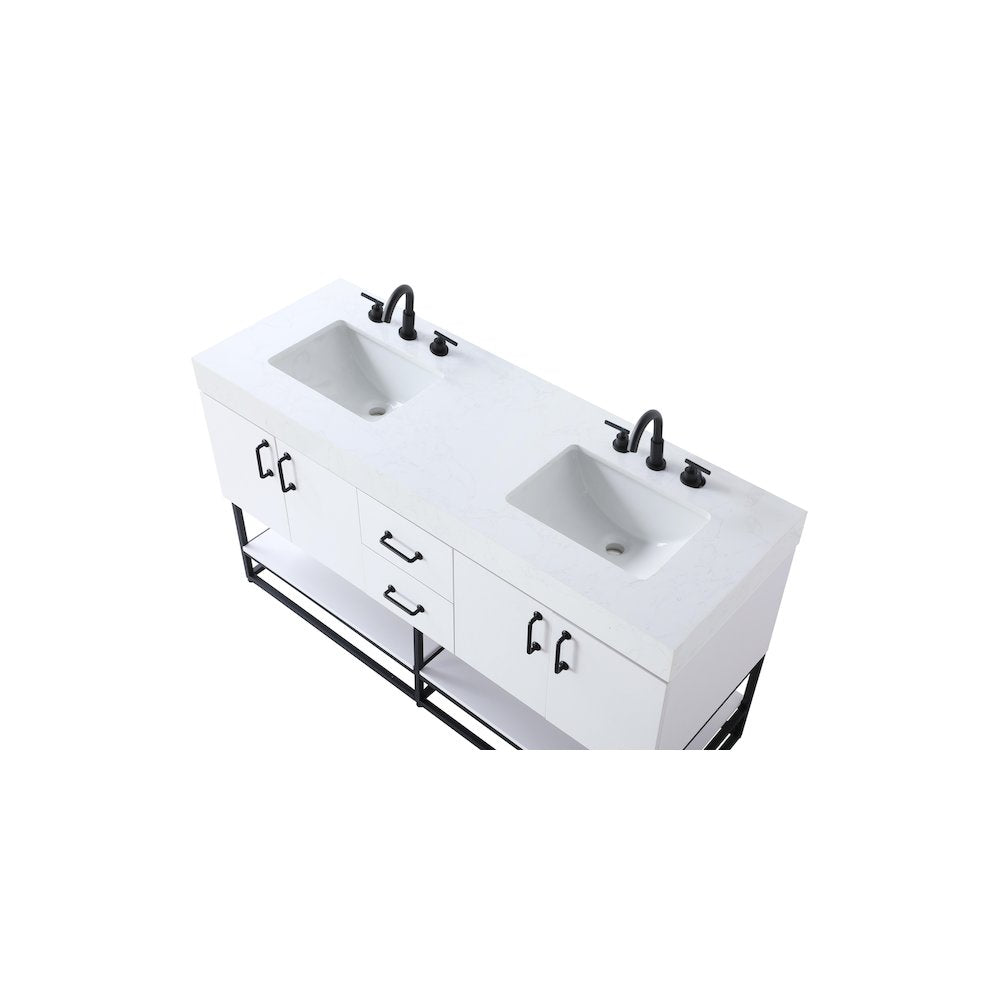 60 inch Double Bathroom Vanity in White