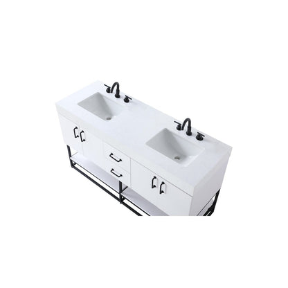 60 inch Double Bathroom Vanity in White