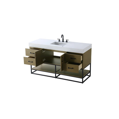 60 inch Single Bathroom Vanity in Chestnut Brown