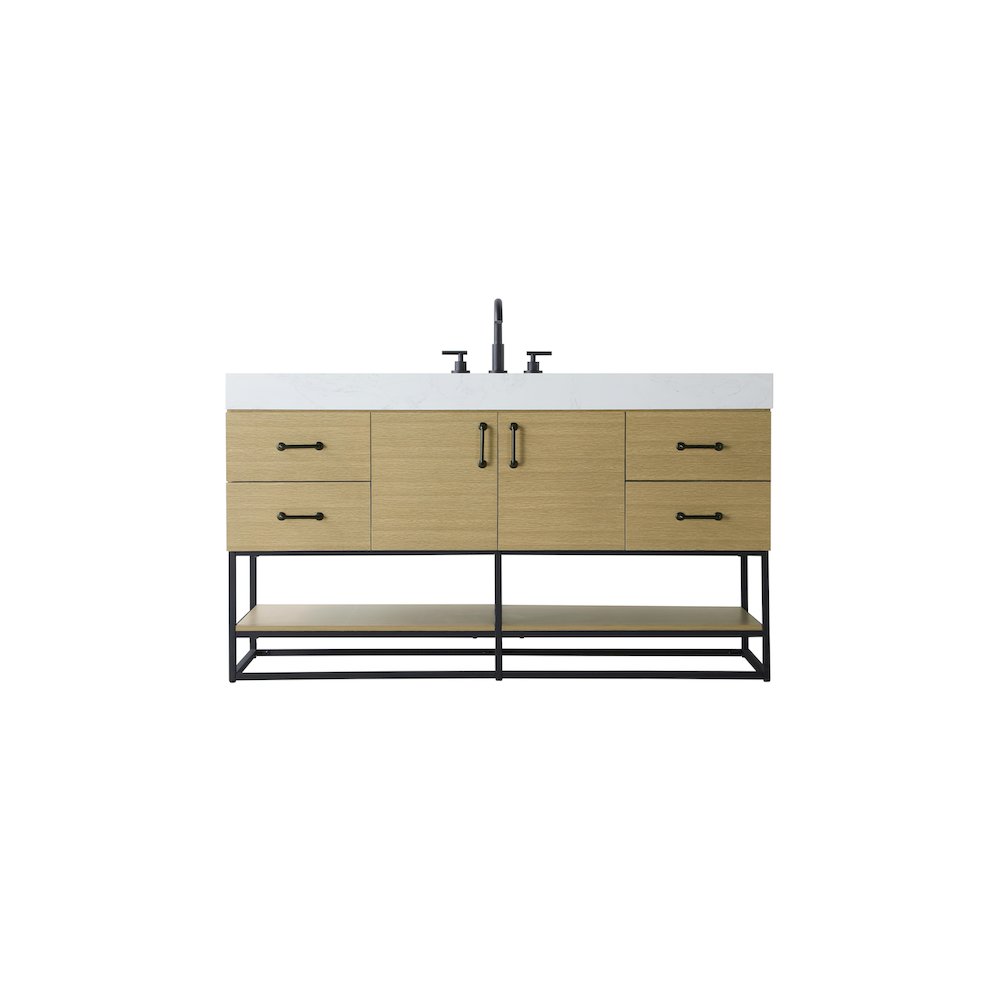 60 inch Single Bathroom Vanity in Honey Brown