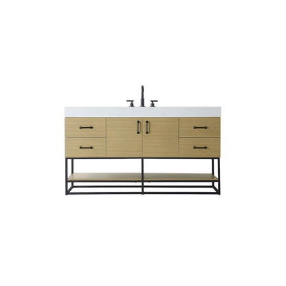 60 inch Single Bathroom Vanity in Honey Brown