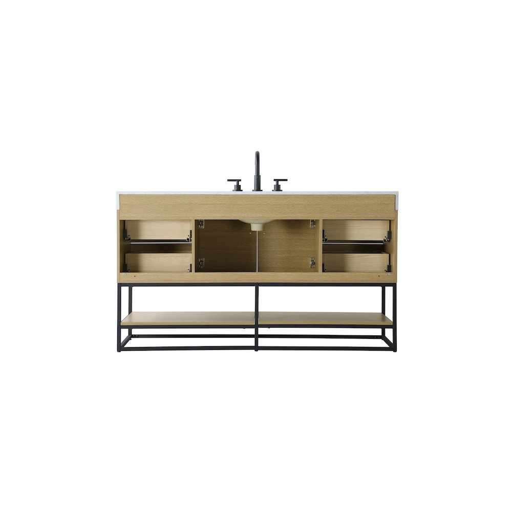 60 inch Single Bathroom Vanity in Honey Brown