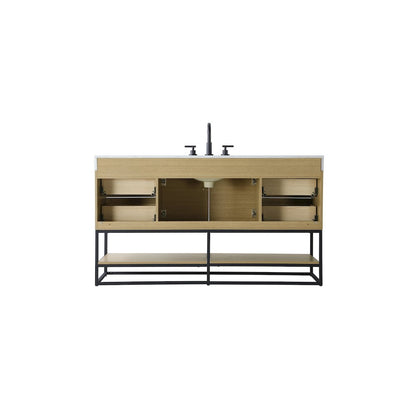 60 inch Single Bathroom Vanity in Honey Brown