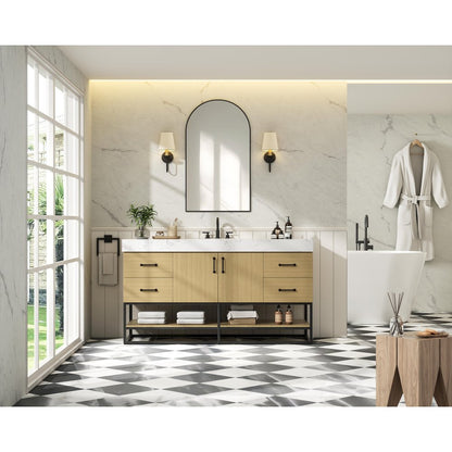 60 inch Single Bathroom Vanity in Honey Brown