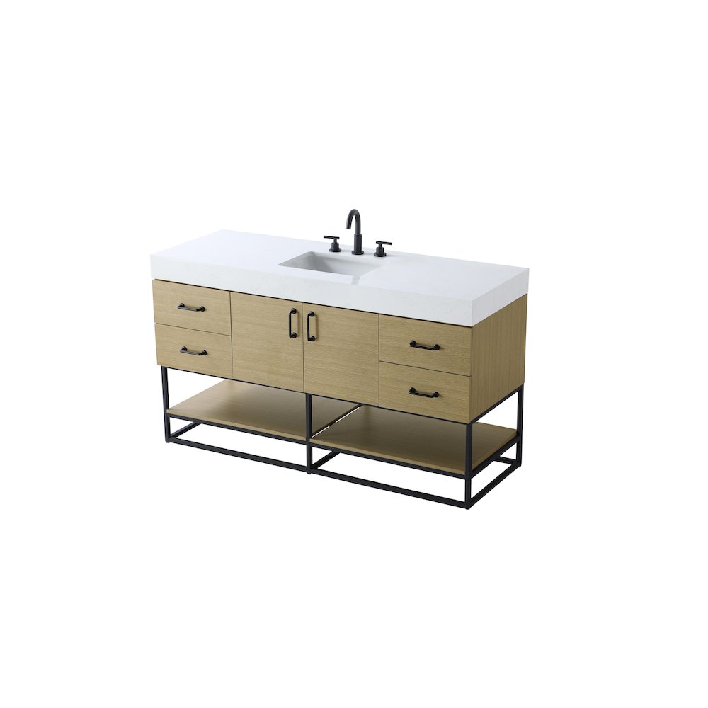 60 inch Single Bathroom Vanity in Honey Brown