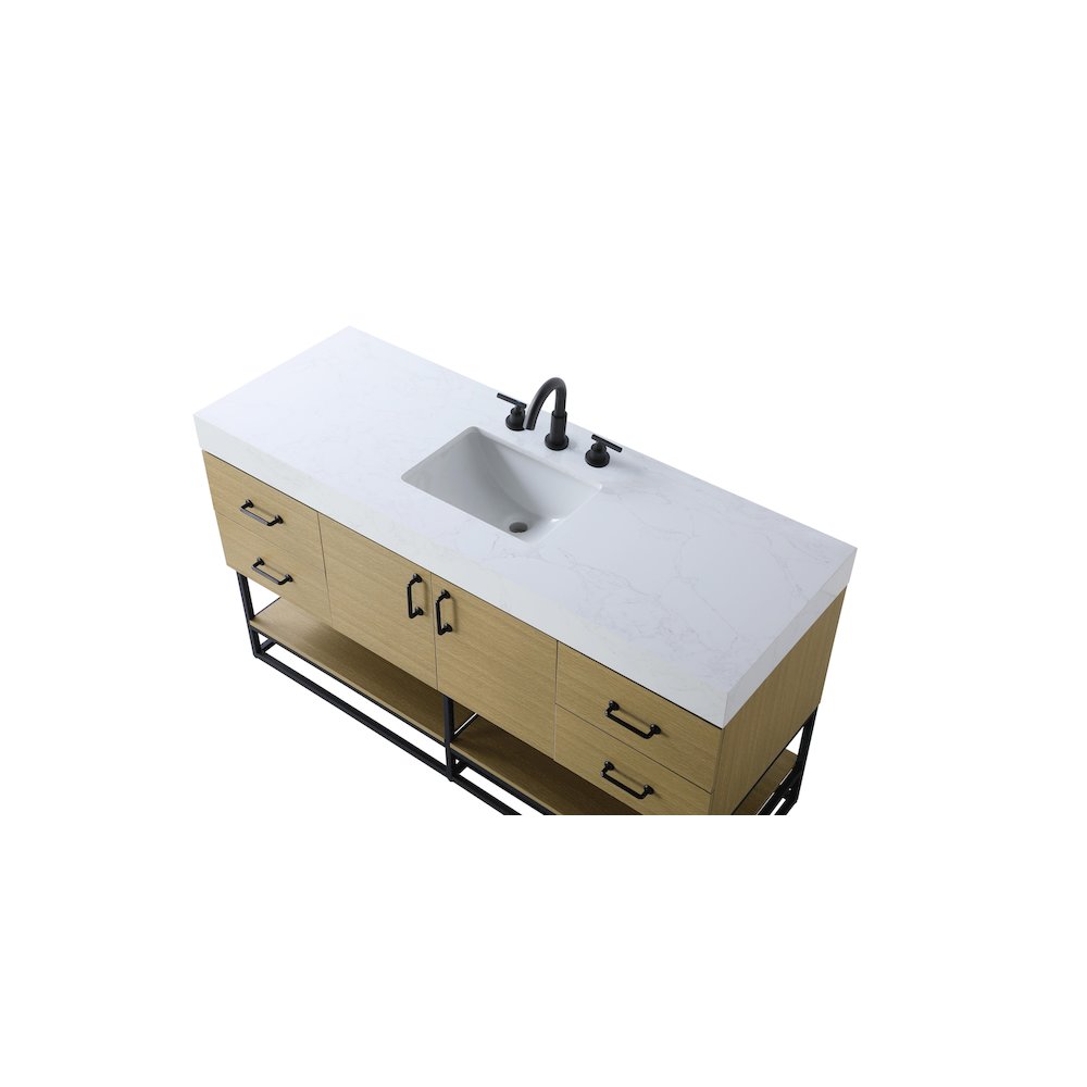60 inch Single Bathroom Vanity in Honey Brown