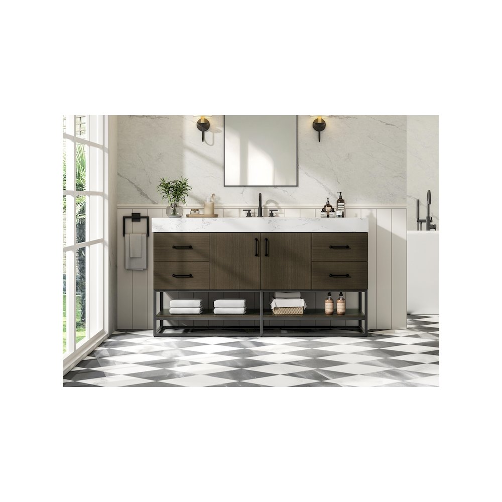 60 inch Single Bathroom Vanity in Mocha Brown