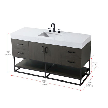 60 inch Single Bathroom Vanity in Mocha Brown