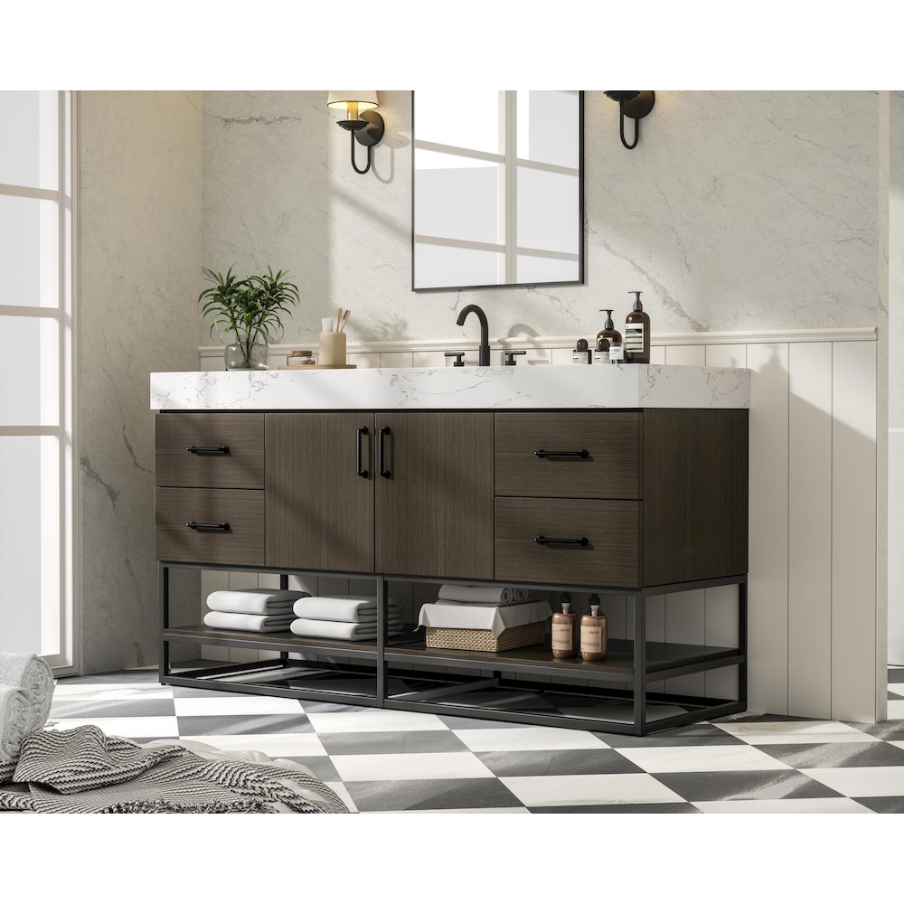 60 inch Single Bathroom Vanity in Mocha Brown