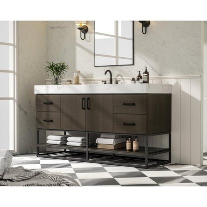 60 inch Single Bathroom Vanity in Mocha Brown