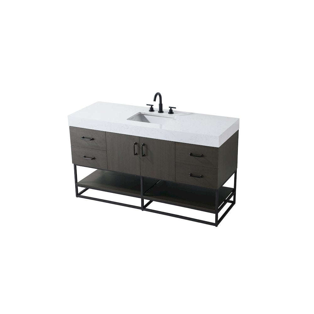 60 inch Single Bathroom Vanity in Mocha Brown