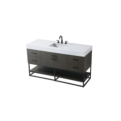 60 inch Single Bathroom Vanity in Mocha Brown