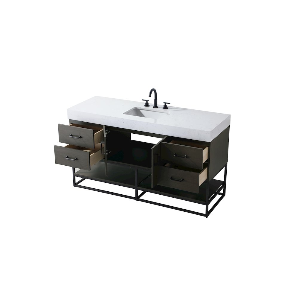 60 inch Single Bathroom Vanity in Mocha Brown