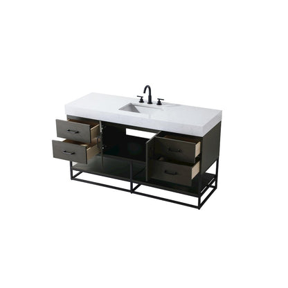 60 inch Single Bathroom Vanity in Mocha Brown