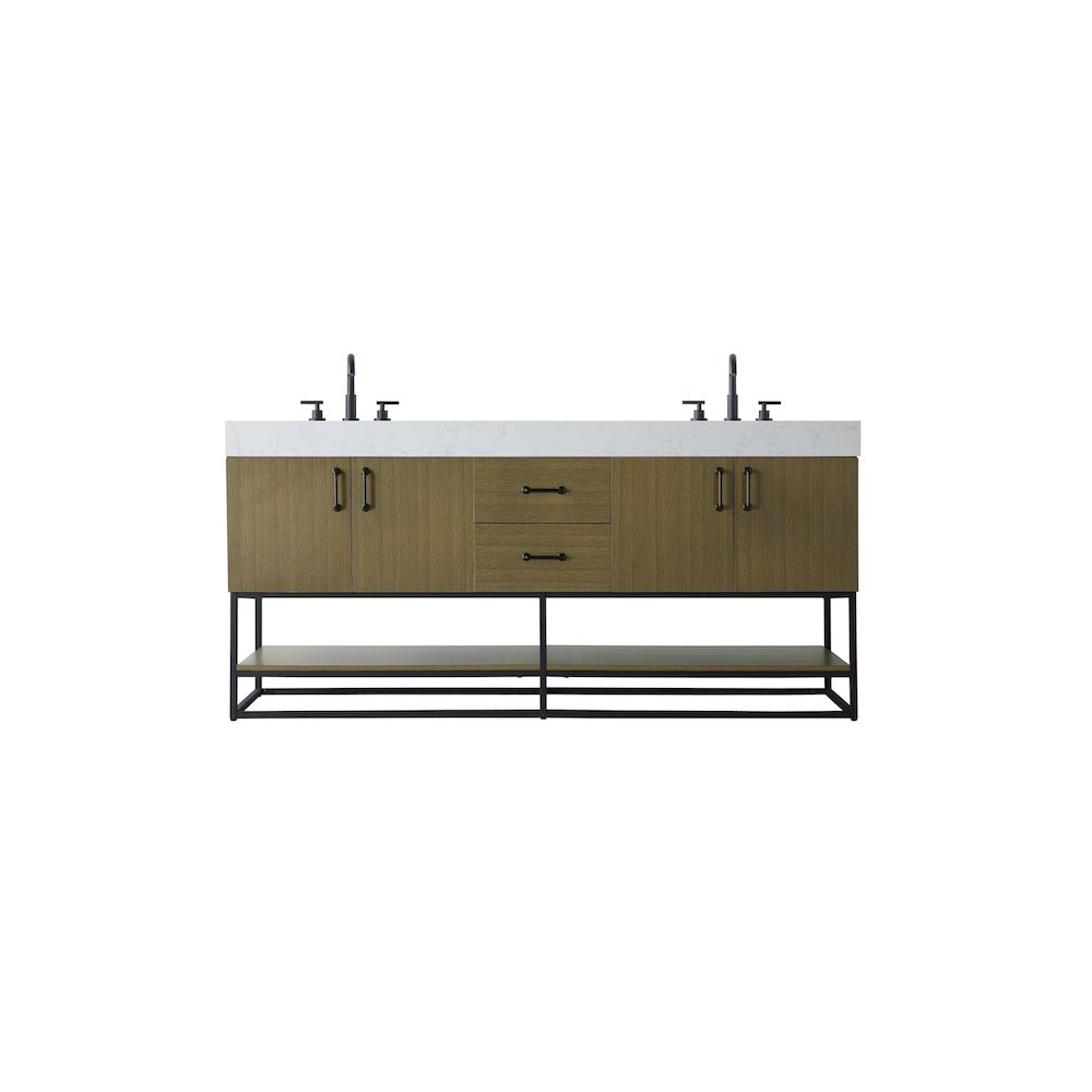 72 inch Double Bathroom Vanity in Chestnut Brown