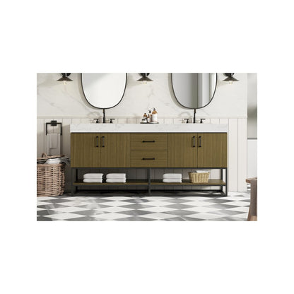 72 inch Double Bathroom Vanity in Chestnut Brown