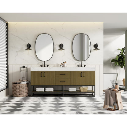 72 inch Double Bathroom Vanity in Chestnut Brown