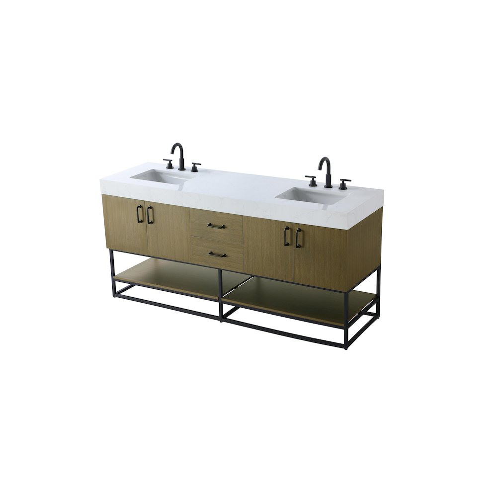 72 inch Double Bathroom Vanity in Chestnut Brown