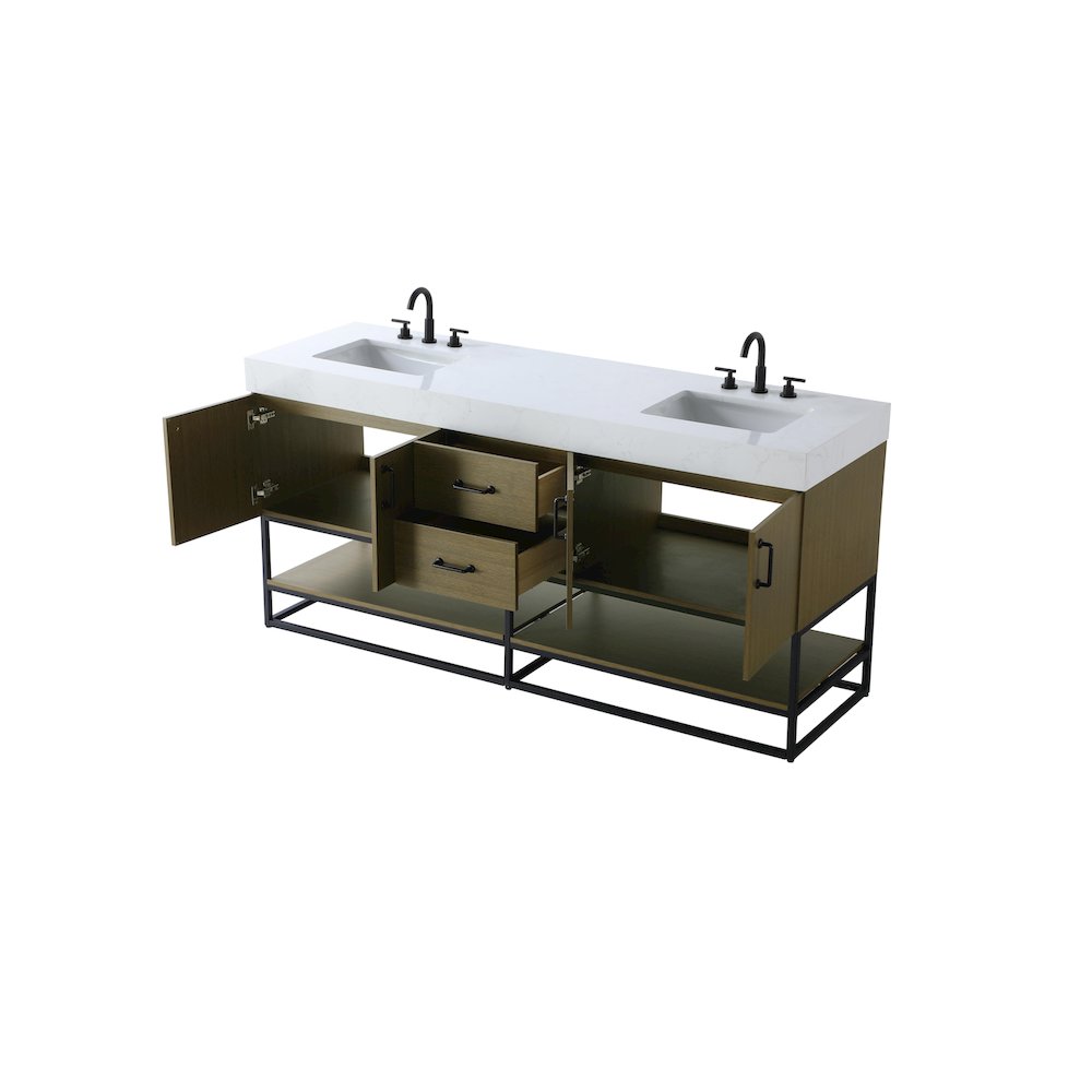 72 inch Double Bathroom Vanity in Chestnut Brown