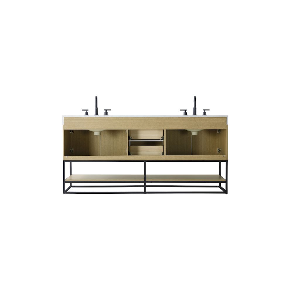 72 inch Double Bathroom Vanity in Honey Brown