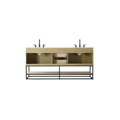 72 inch Double Bathroom Vanity in Honey Brown