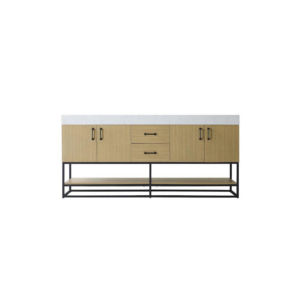 72 inch Double Bathroom Vanity in Honey Brown