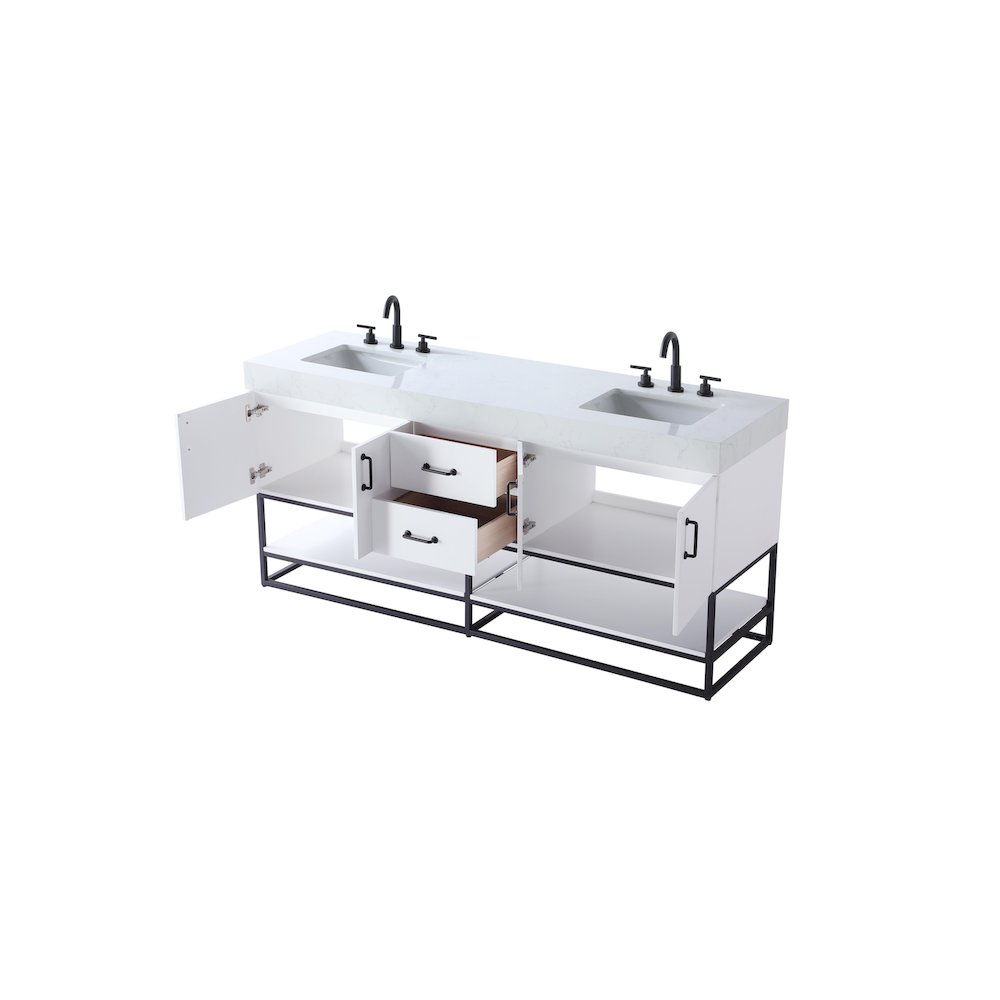 72 inch Double Bathroom Vanity in White