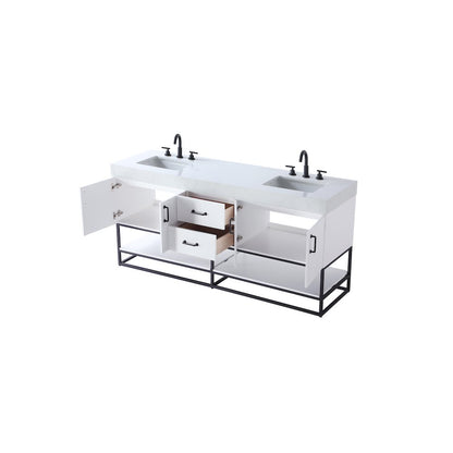 72 inch Double Bathroom Vanity in White