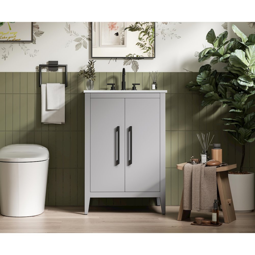 24 Inch Single Bathroom Vanity In Grey