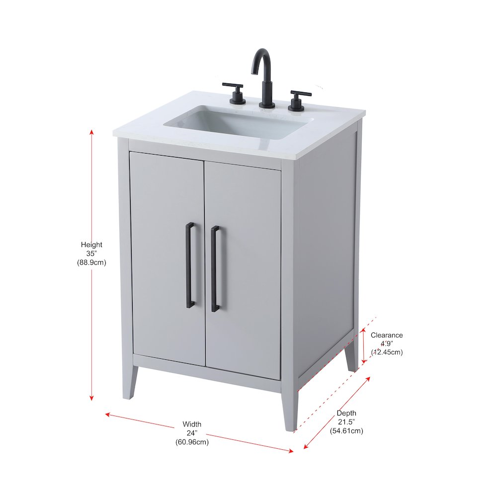 24 Inch Single Bathroom Vanity In Grey