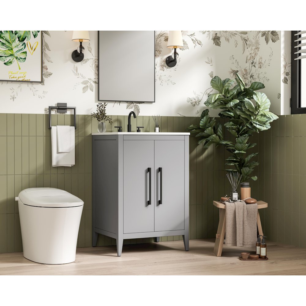 24 Inch Single Bathroom Vanity In Grey