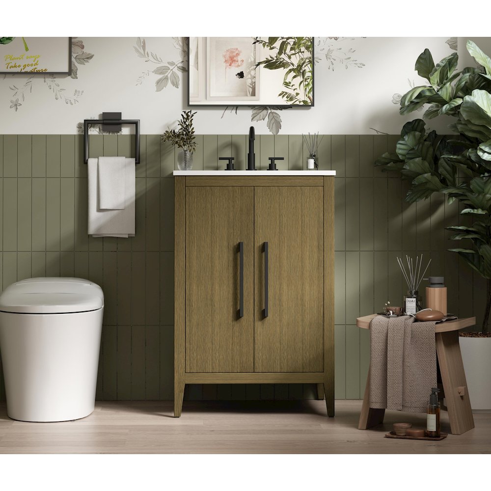24 Inch Single Bathroom Vanity In Chestnut Brown