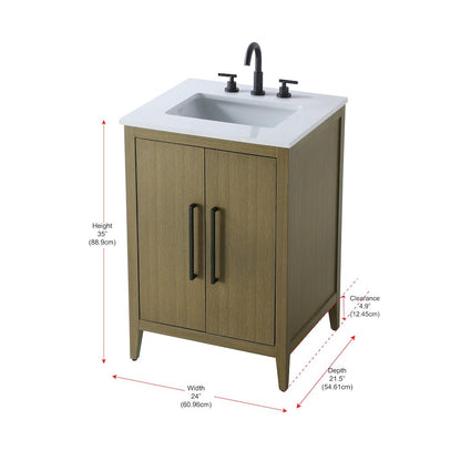 24 Inch Single Bathroom Vanity In Chestnut Brown