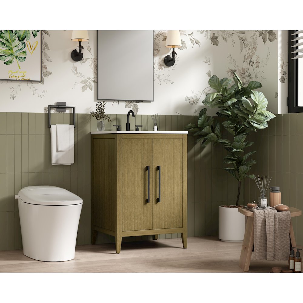 24 Inch Single Bathroom Vanity In Chestnut Brown