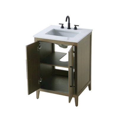 24 Inch Single Bathroom Vanity In Chestnut Brown