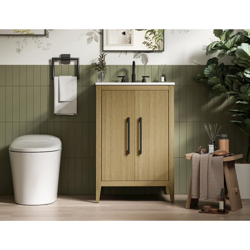 24 Inch Single Bathroom Vanity In  Honey Brown