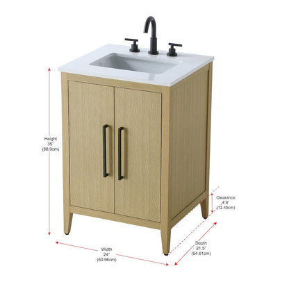 24 Inch Single Bathroom Vanity In  Honey Brown