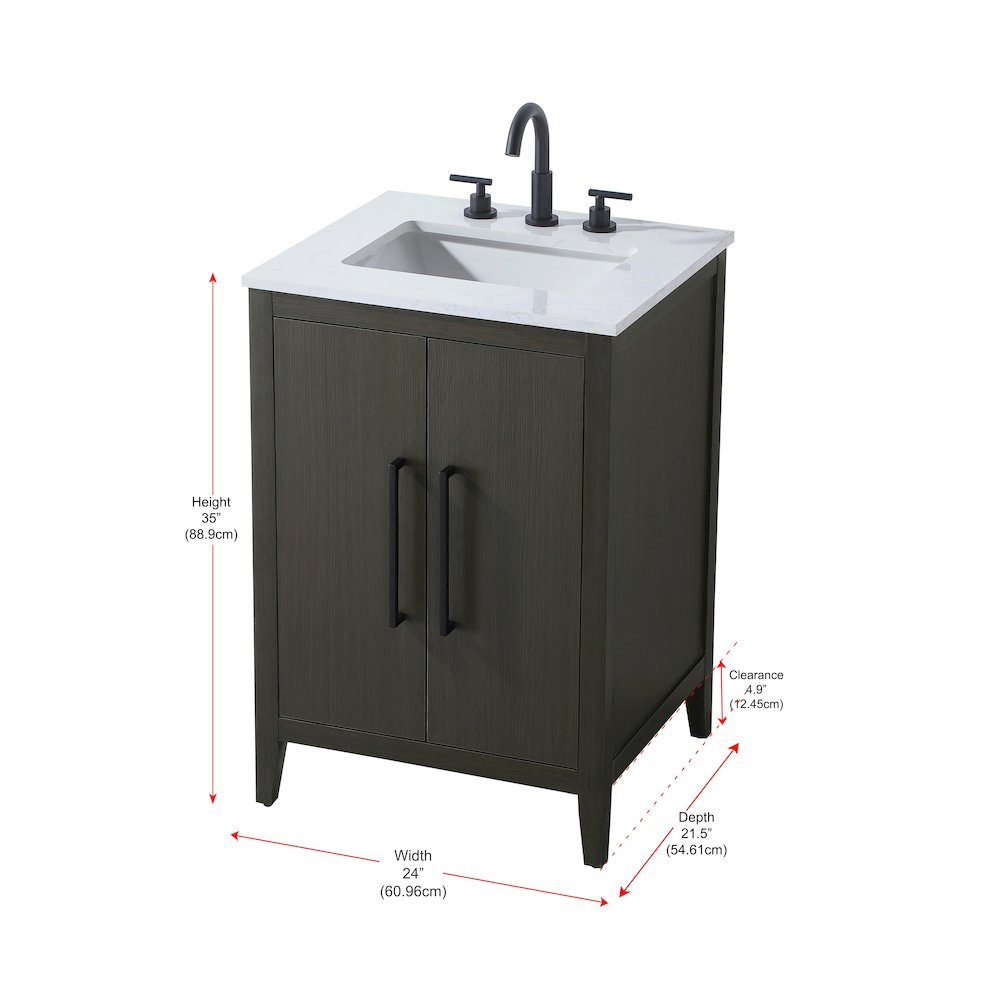 24 Inch Single Bathroom Vanity In Mocha Brown