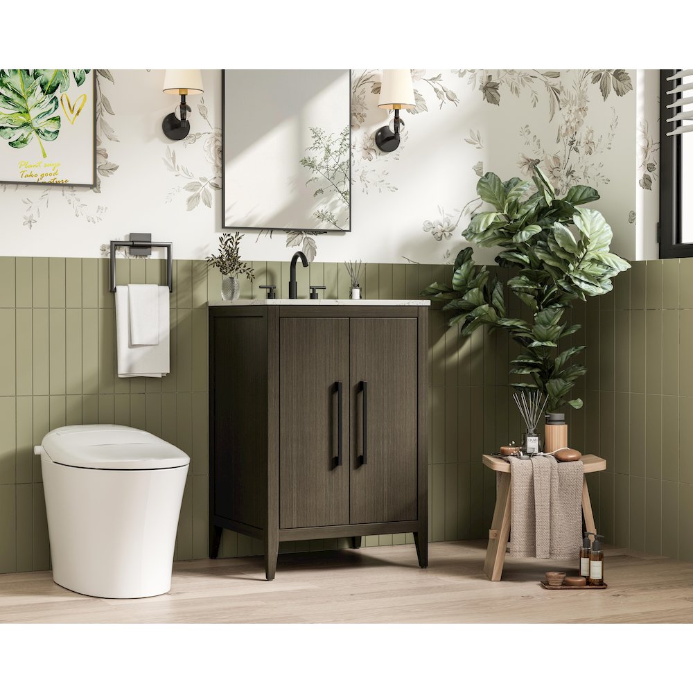 24 Inch Single Bathroom Vanity In Mocha Brown