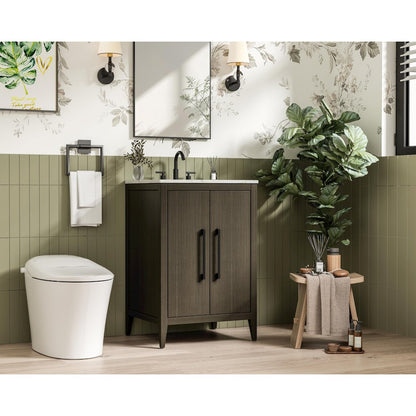 24 Inch Single Bathroom Vanity In Mocha Brown