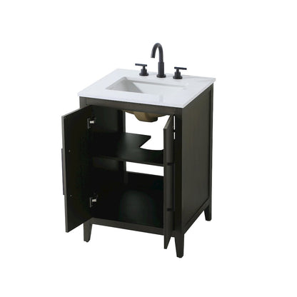 24 Inch Single Bathroom Vanity In Mocha Brown