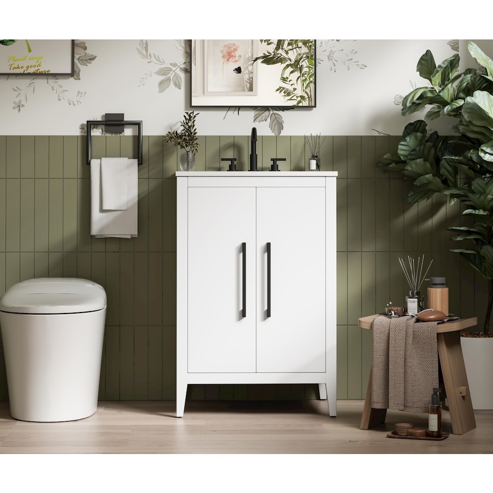 24 Inch Single Bathroom Vanity In White