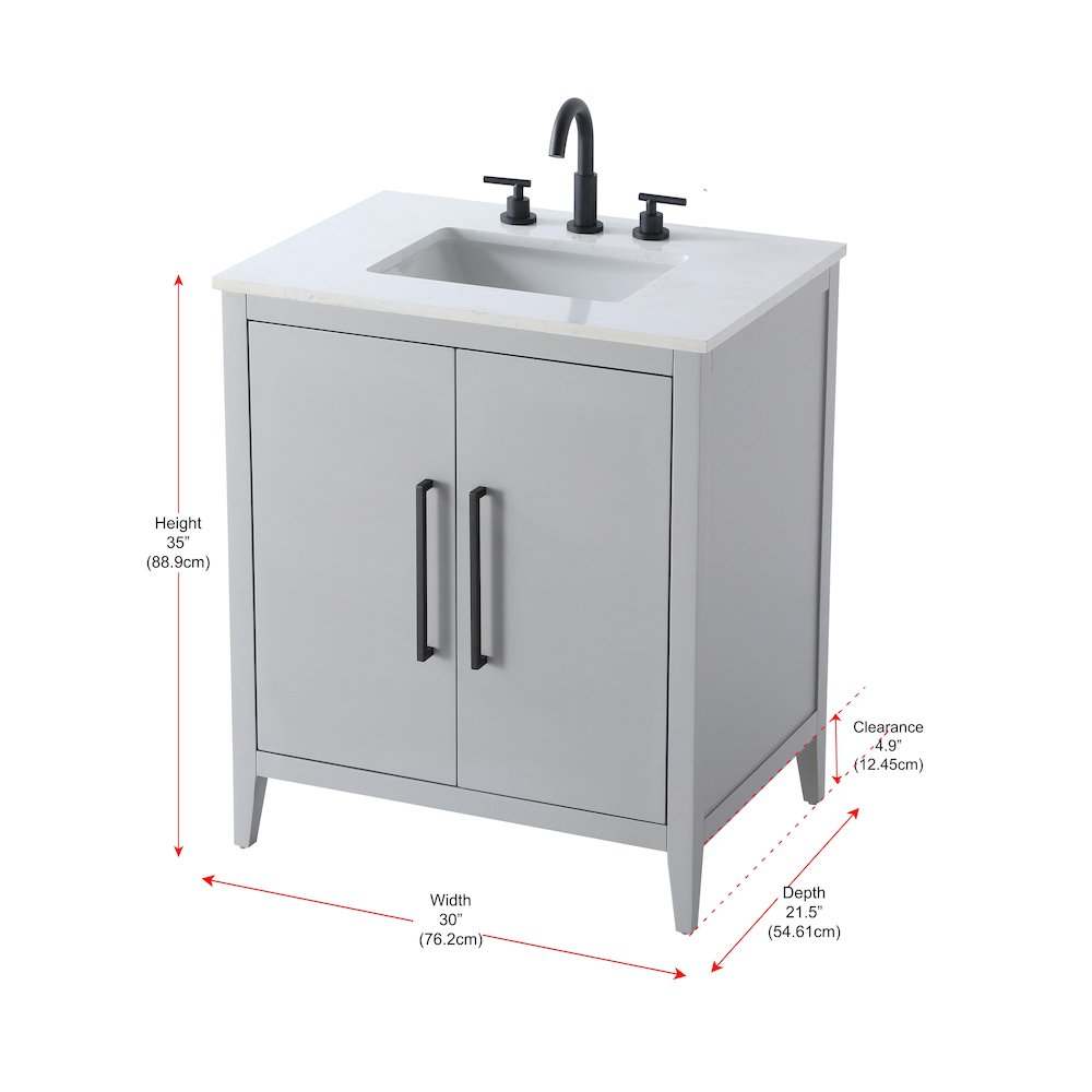 30 Inch Single Bathroom Vanity In Grey