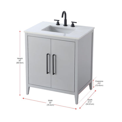 30 Inch Single Bathroom Vanity In Grey
