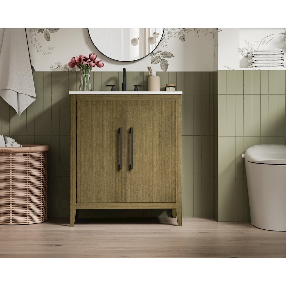 30 Inch Single Bathroom Vanity In Chestnut Brown
