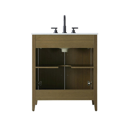 30 Inch Single Bathroom Vanity In Chestnut Brown
