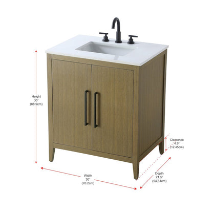 30 Inch Single Bathroom Vanity In Chestnut Brown