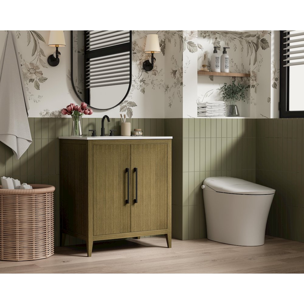 30 Inch Single Bathroom Vanity In Chestnut Brown