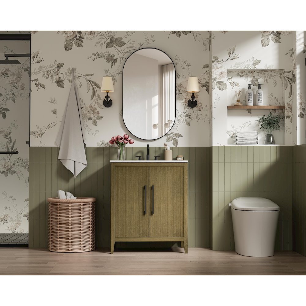30 Inch Single Bathroom Vanity In Chestnut Brown