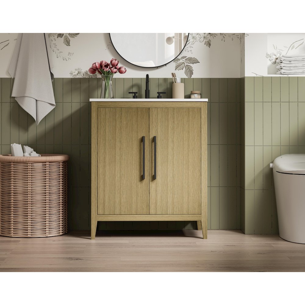 30 Inch Single Bathroom Vanity In  Honey Brown